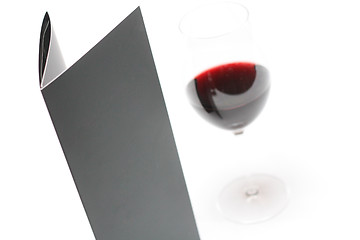 Image showing Menu and red wine