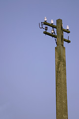Image showing telegraph pole and blue sky