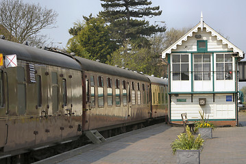 Image showing carriages and signal box