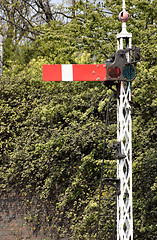 Image showing old semaphore stop signal at a railway station