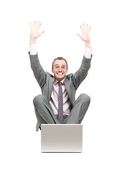 Image showing Ecstatic business man