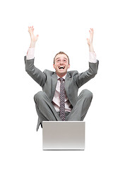 Image showing Ecstatic business man