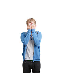 Image showing Student hiding face