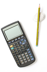 Image showing Calculator and pencil