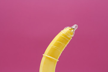 Image showing Banana wearing condom