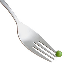 Image showing Pea on fork