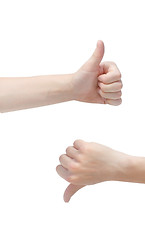 Image showing Thumbs up and down