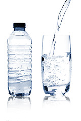 Image showing Mineral water in glass and bottle