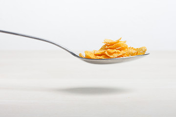 Image showing Spoon of cornflakes