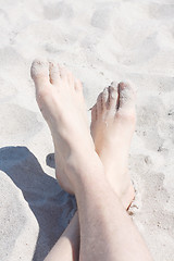 Image showing Feet on beach