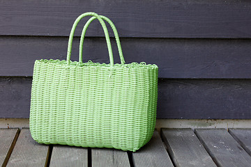 Image showing Green beach bag