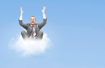 Image showing Business man on cloud