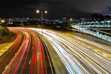 Image showing highway light trails