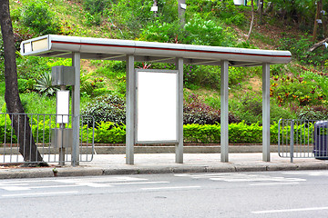 Image showing Blank billboard on bus stop