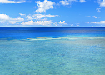 Image showing Beautiful seascape with blue sky and cloud background