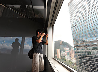 Image showing man on observation deck in Hong Kong