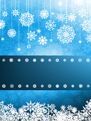 Image showing White  Snowflakes on Colorful blue christmas