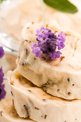 Image showing Handmade Soap With Fresh Lavender Flowers And Bath Salt