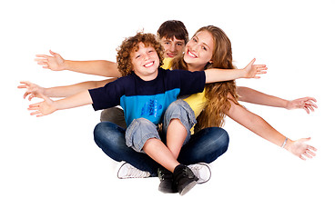 Image showing Family having fun on the floor