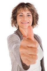 Image showing Senior woman gesturing thumbs-up