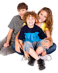 Image showing Family having fun on the floor