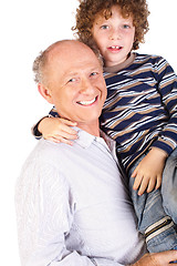 Image showing Grandfather and grandson smiling