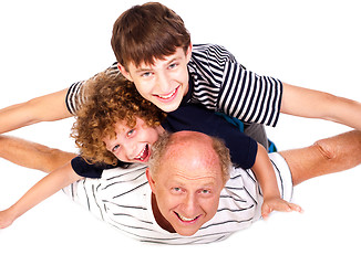 Image showing Father having fun with kids