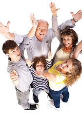 Image showing Aerial view of cheerful family