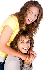 Image showing Portrait of smiling matured mum with her daughter