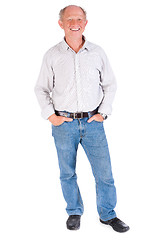 Image showing Studio portrait of smiling senior man