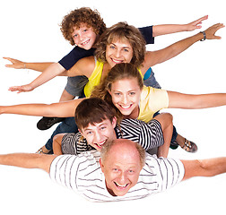 Image showing Cheerful family having fun in the studio