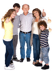 Image showing Stylish thumbs-up family