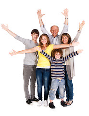 Image showing Happy family of five with young kid