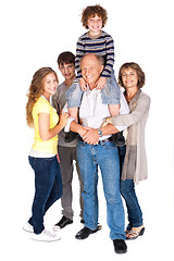 Image showing Joyful family of five