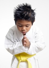 Image showing Karate boy bowing