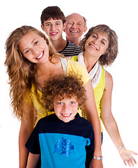 Image showing Portrait of happy family standing in a row