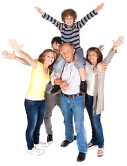 Image showing Happy family of five with young kid