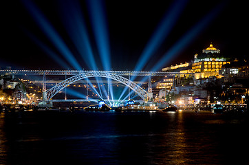 Image showing Dom Luis I bridge at night 