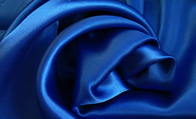 Image showing Smooth elegant blue silk as background 