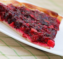 Image showing Piece of apple and cowberry jelly pie 