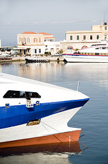 Image showing boats in Hermoupolis Harbor Syros Greece