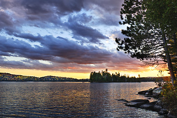 Image showing Dramatic sunset at lake