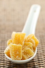 Image showing Candied ginger pieces in spoon