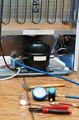 Image showing refrigerator repair and maintenance work