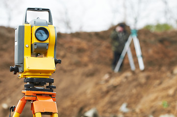 Image showing Surveyor theodolite on tripod