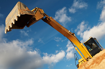 Image showing track-type loader excavator at construction area