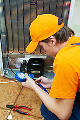 Image showing repair work on fridge appliance