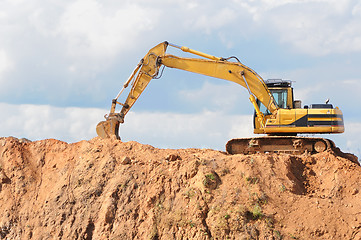 Image showing track-type loader excavator at construction area