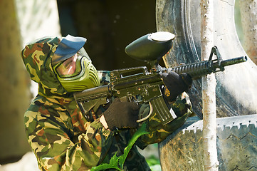 Image showing paintball player outdoors