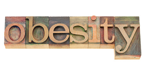 Image showing obesity word in letterpress type